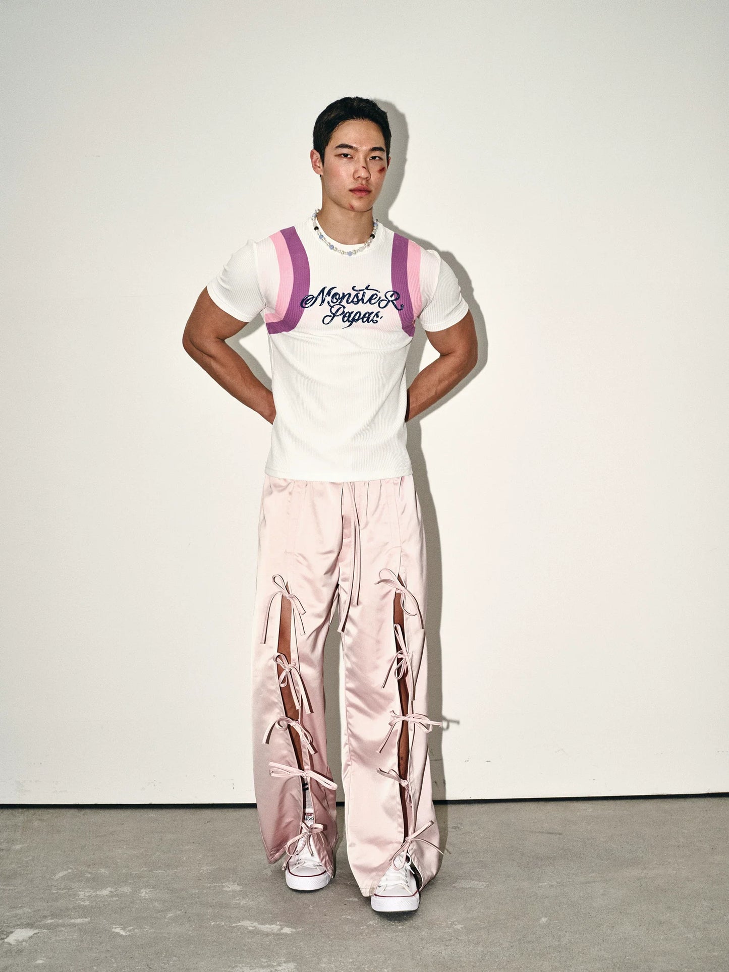 White Suspender Graphic Tee