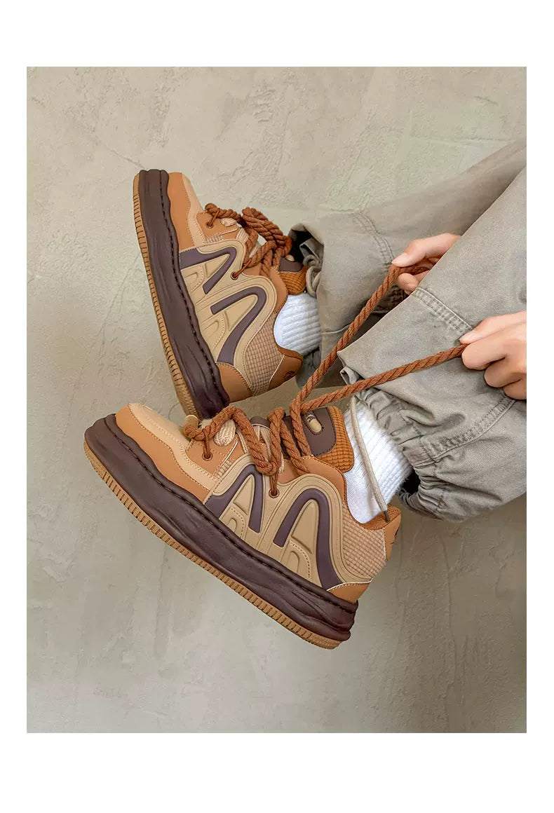 Chunky Rope Lace Thick Platform Sneakers - Skipkicks