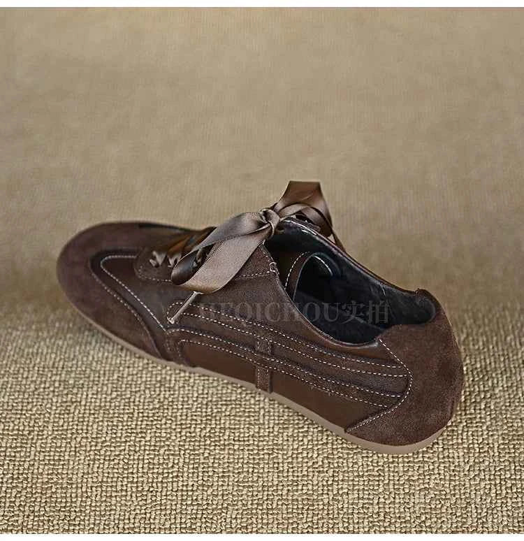 Mocha Satin Ribbon Sneaker