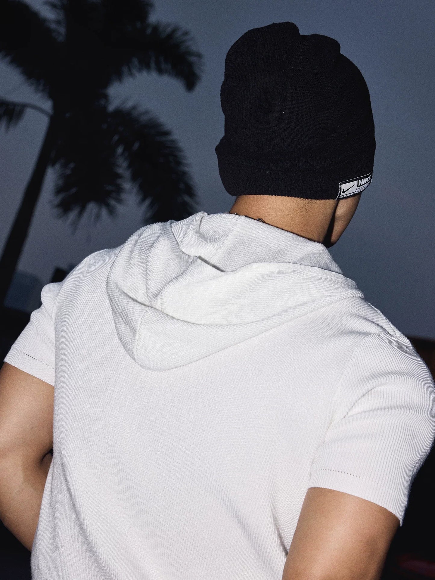 Ivory Knit Hoodie Collar Polo Tee