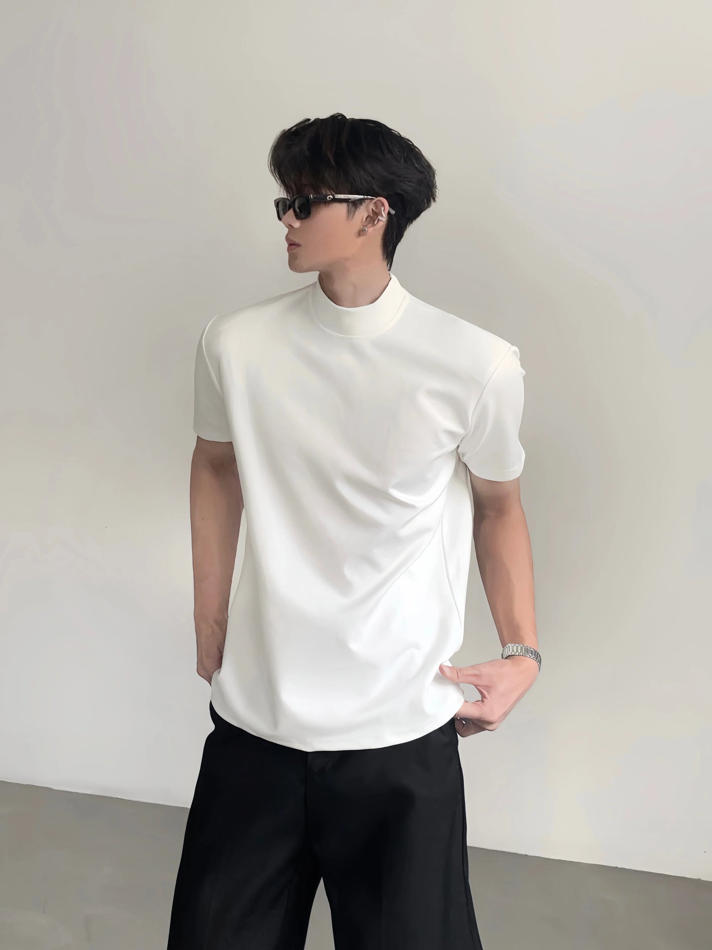 Structured Mock Neck Tee