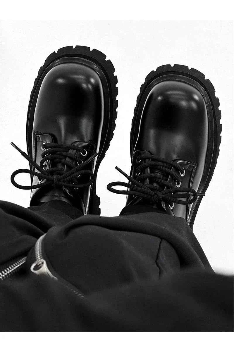 Chunky Black Platform Derby Shoes