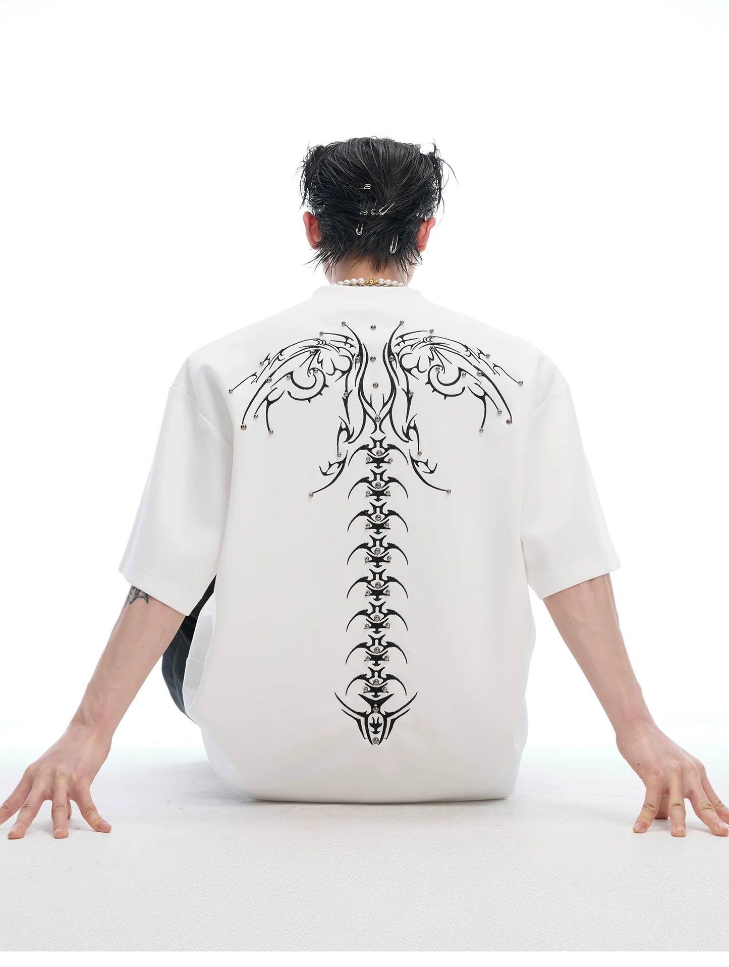 Crystal Wing White Oversized Tee