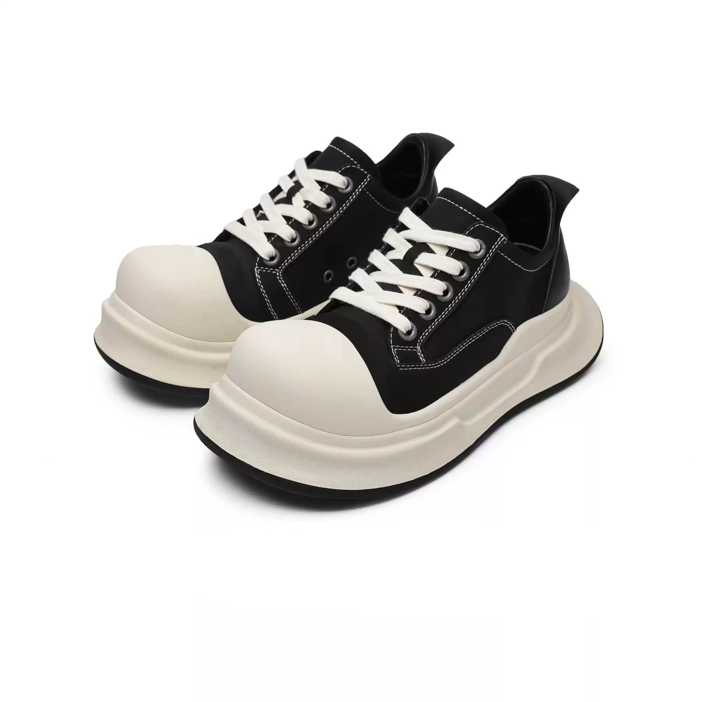 Black Big-Head Round Toe Platform Sneakers - Skipkicks