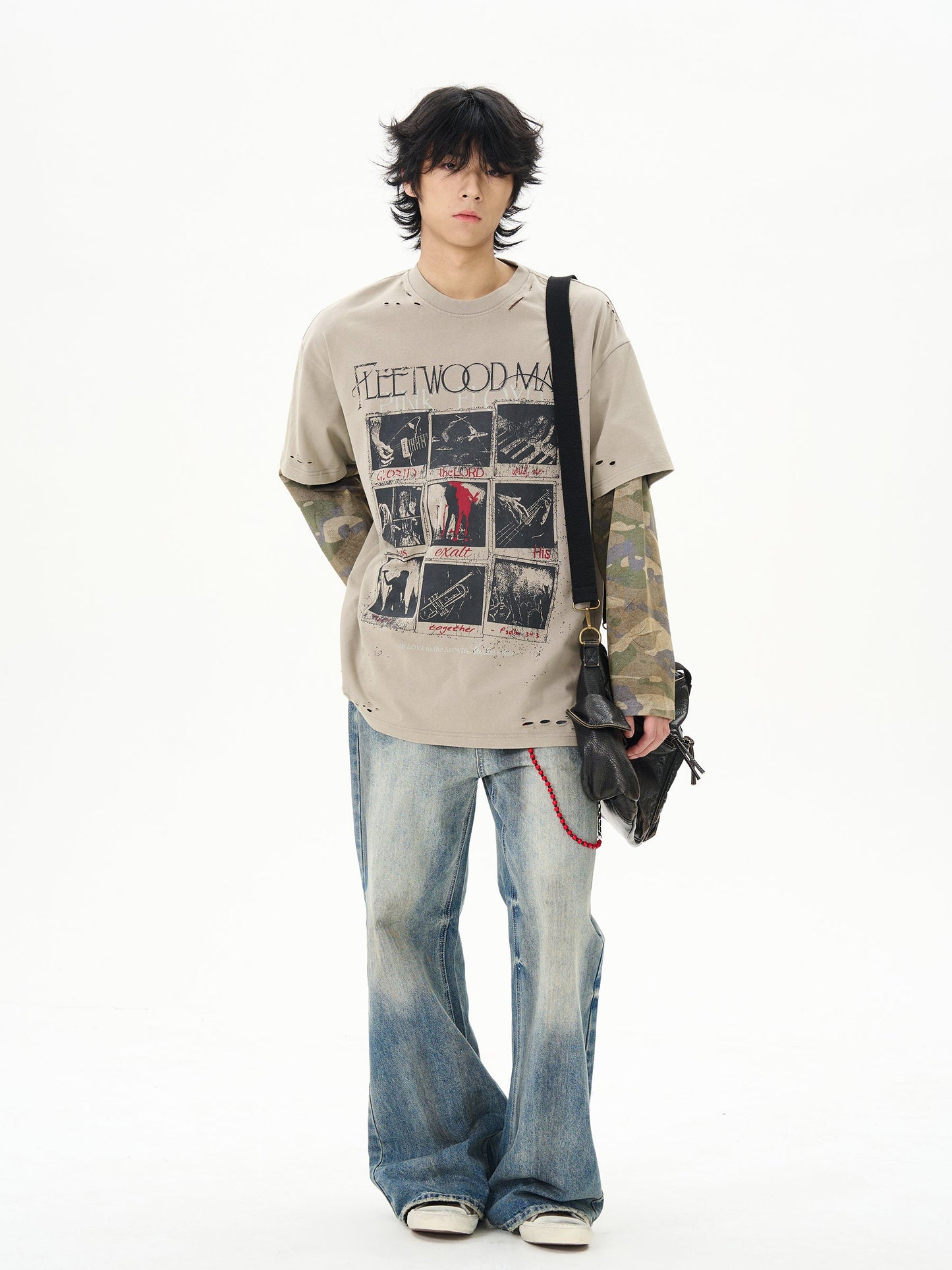 Vintage Layered Camo Sleeve T-Shirt