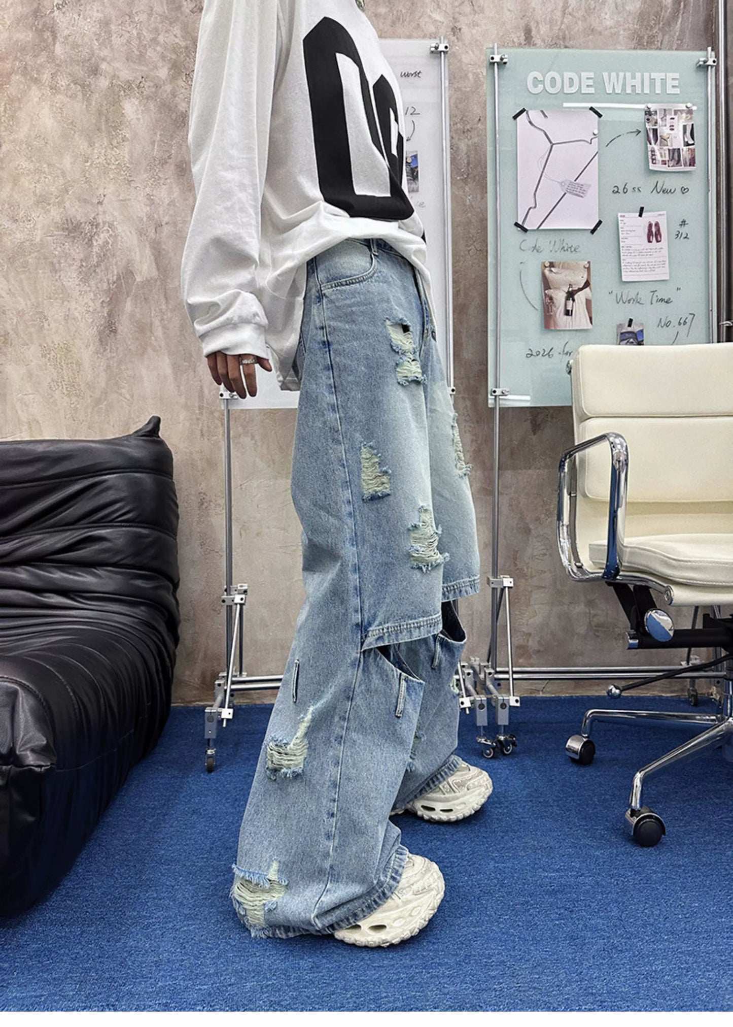 Blowout Knee Cargo Jeans - Abyss Portal Ultra-Baggy Style
