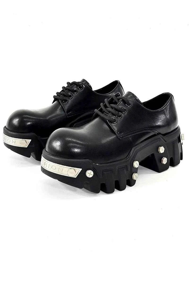 Futuristic Black 8cm Platform Oxfords