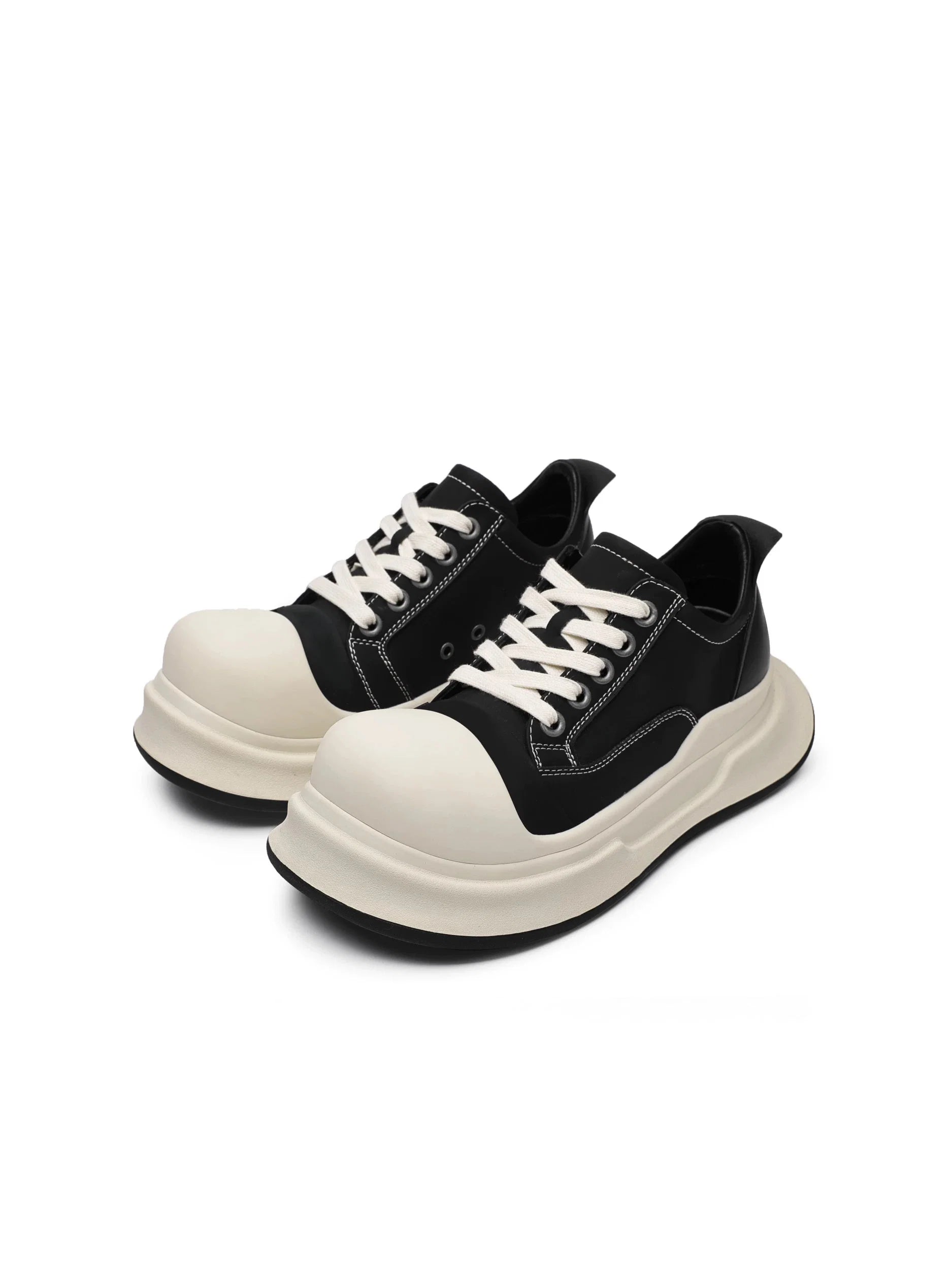 Black Big-Head Round Toe Platform Sneakers - Skipkicks