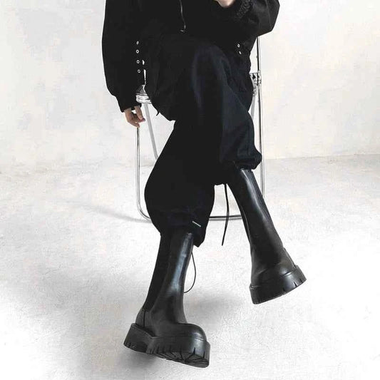 Chunky Sole Black Chelsea Boots