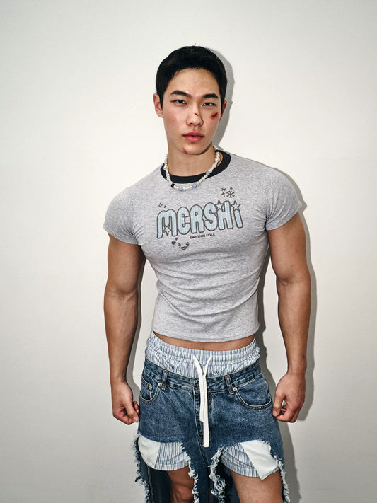 Heather Grey Fitted Graphic Tee