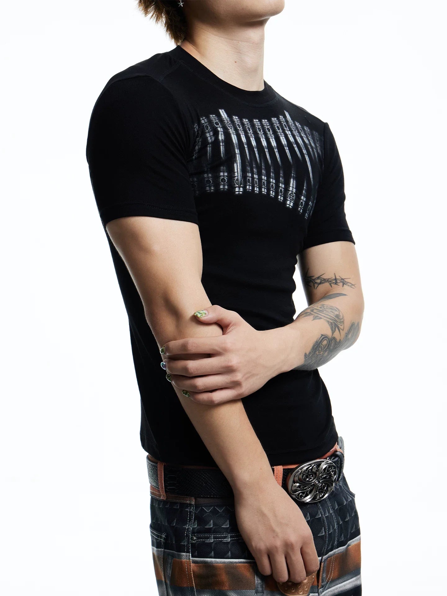 Graphic Teeth Print Slim Fit T-Shirt