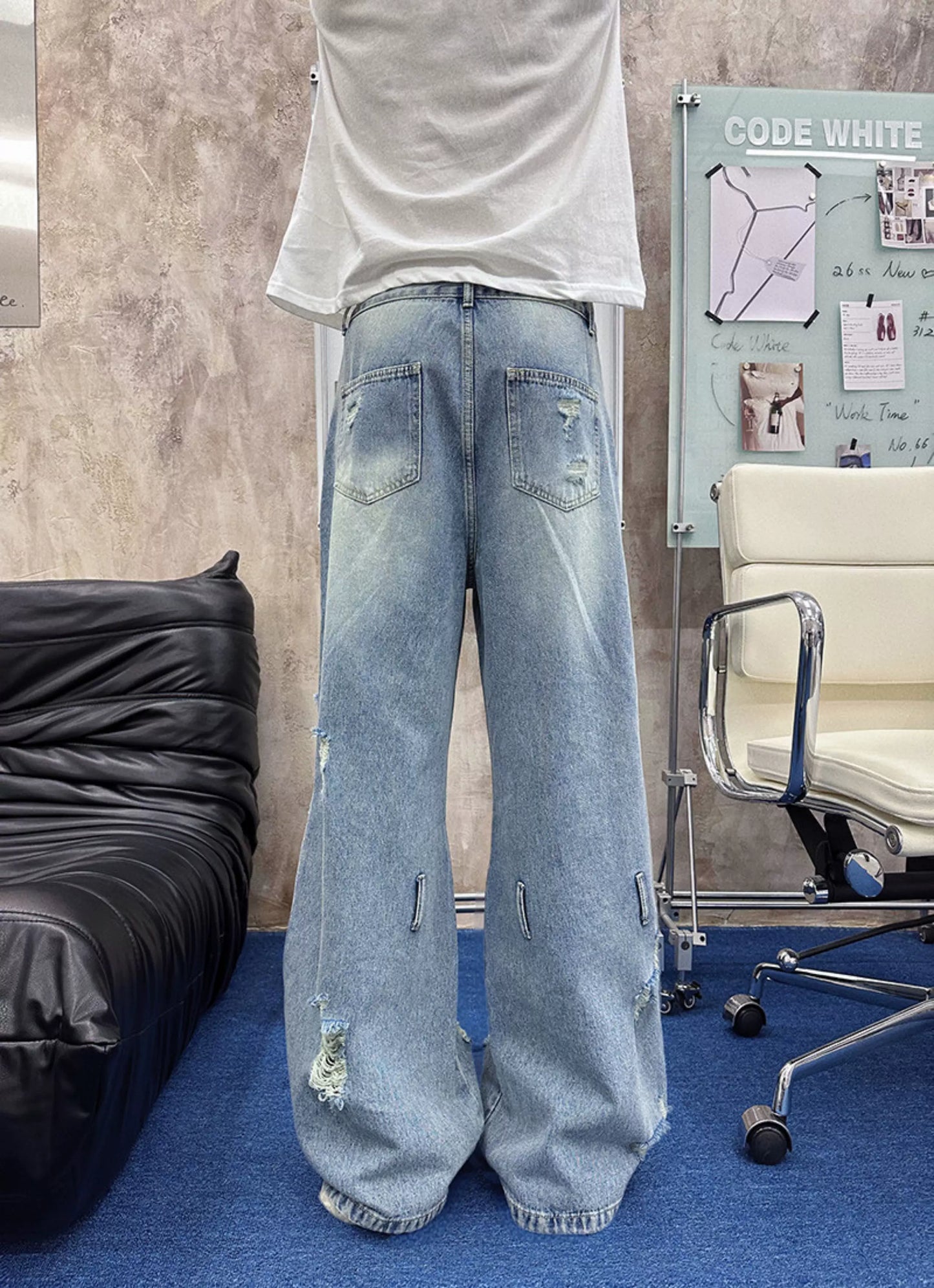 Blowout Knee Cargo Jeans - Abyss Portal Ultra-Baggy Style