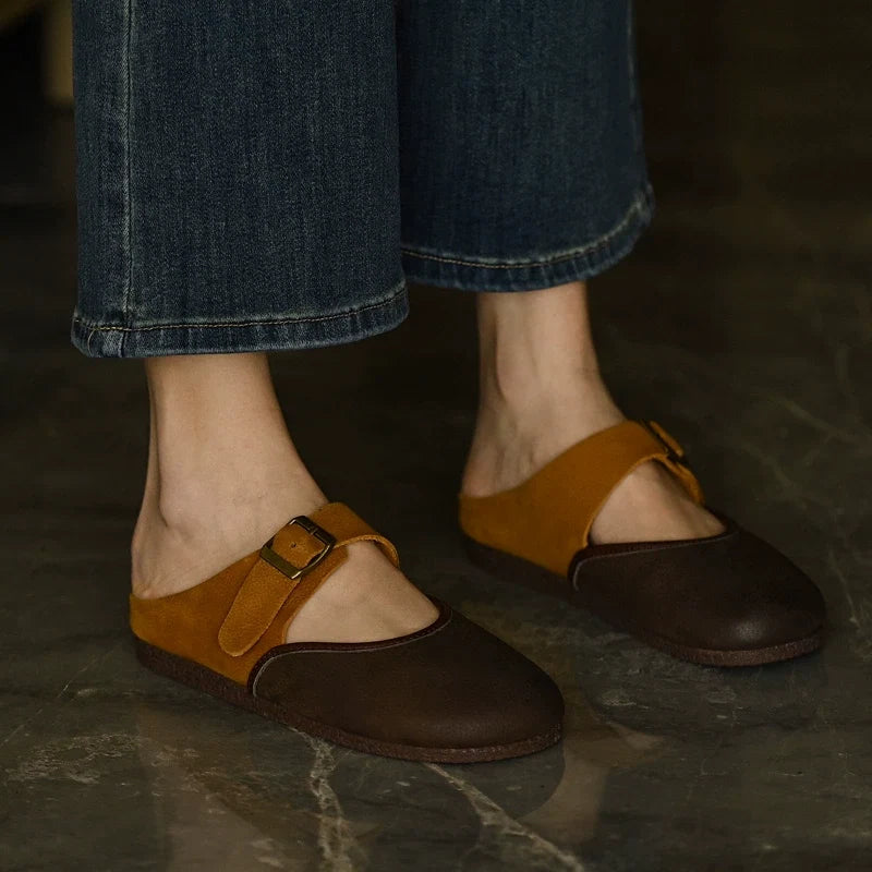 Two-Tone Leather Mary Jane Flats - Skipkicks