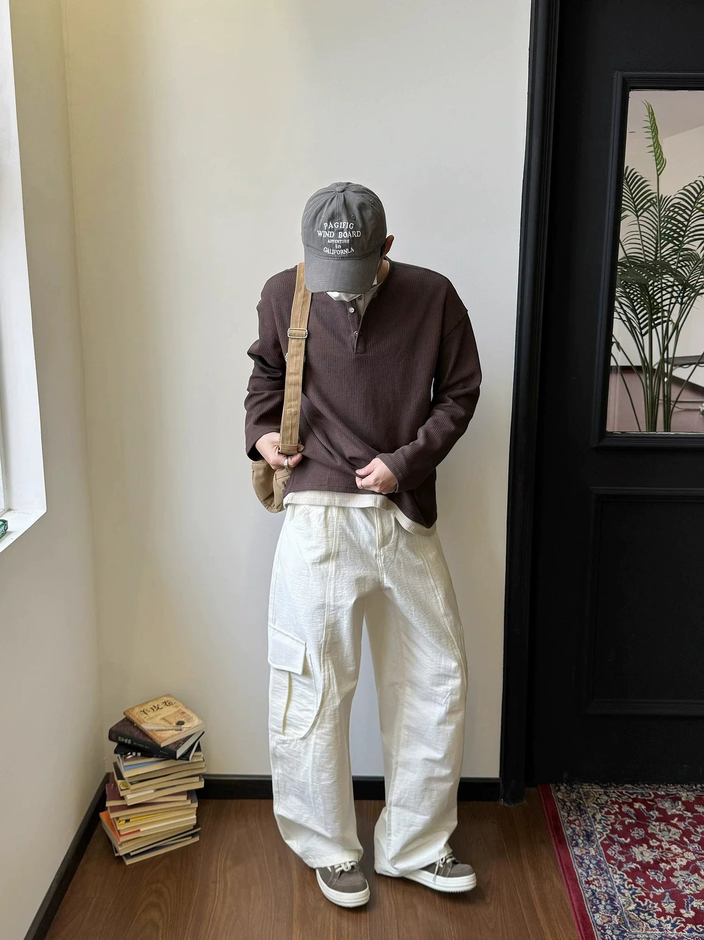 Ribbed Button Up Henley Shirt