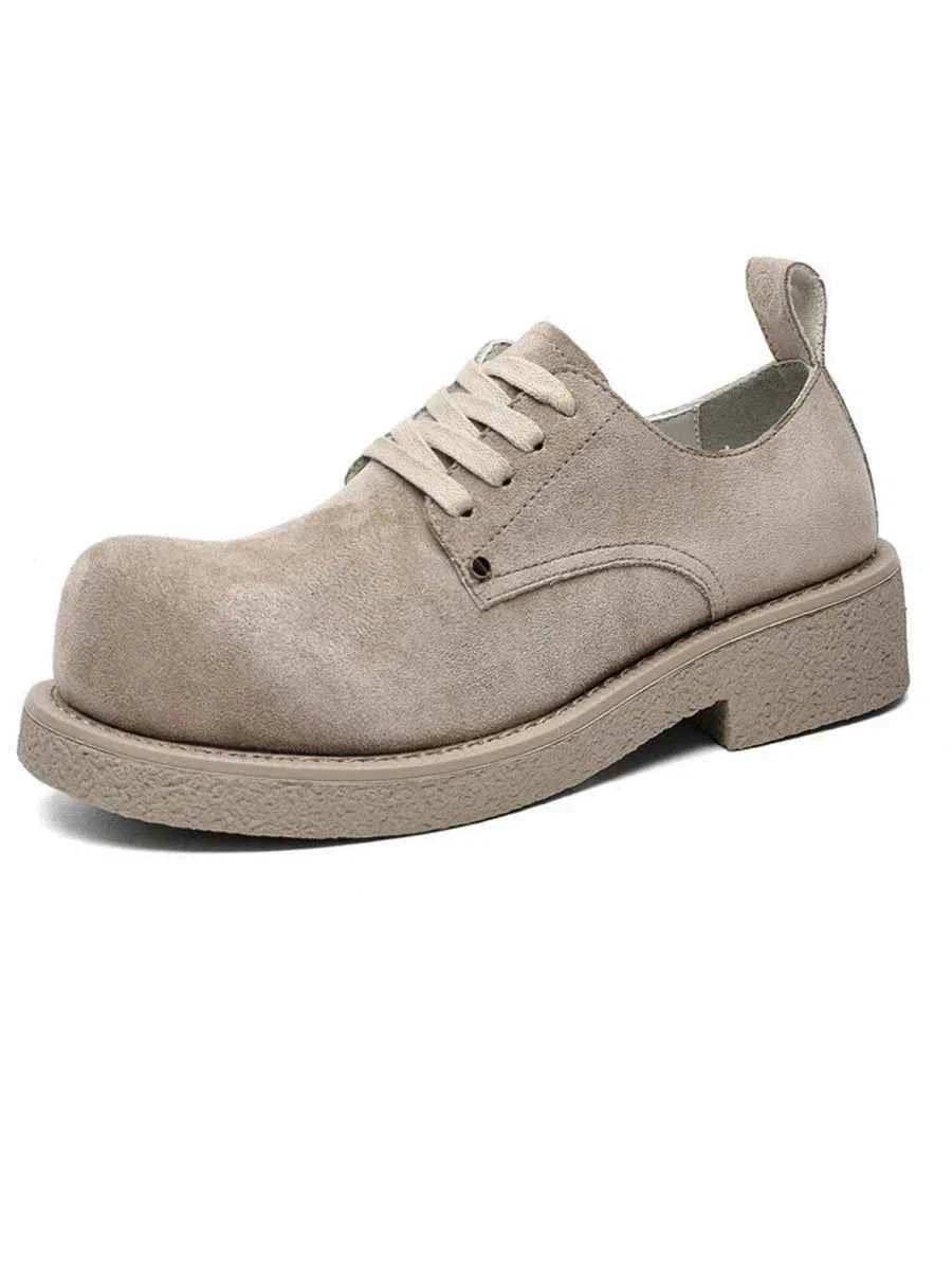 Chunky Suede Platform Derby Shoes