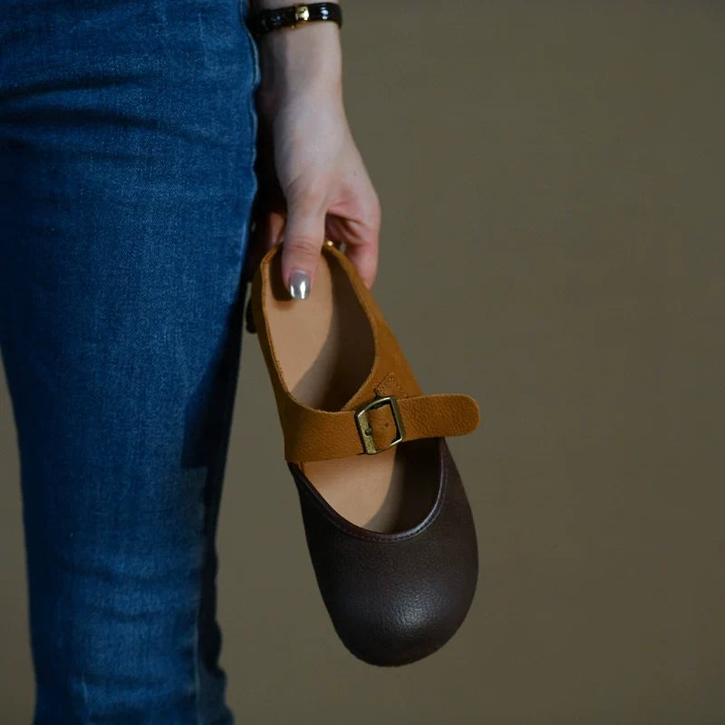 Two-Tone Leather Mary Jane Flats - Skipkicks