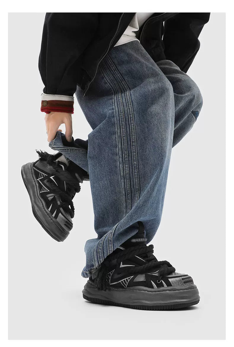 Distressed Rope-Lace Chunky Sneakers - Skipkicks