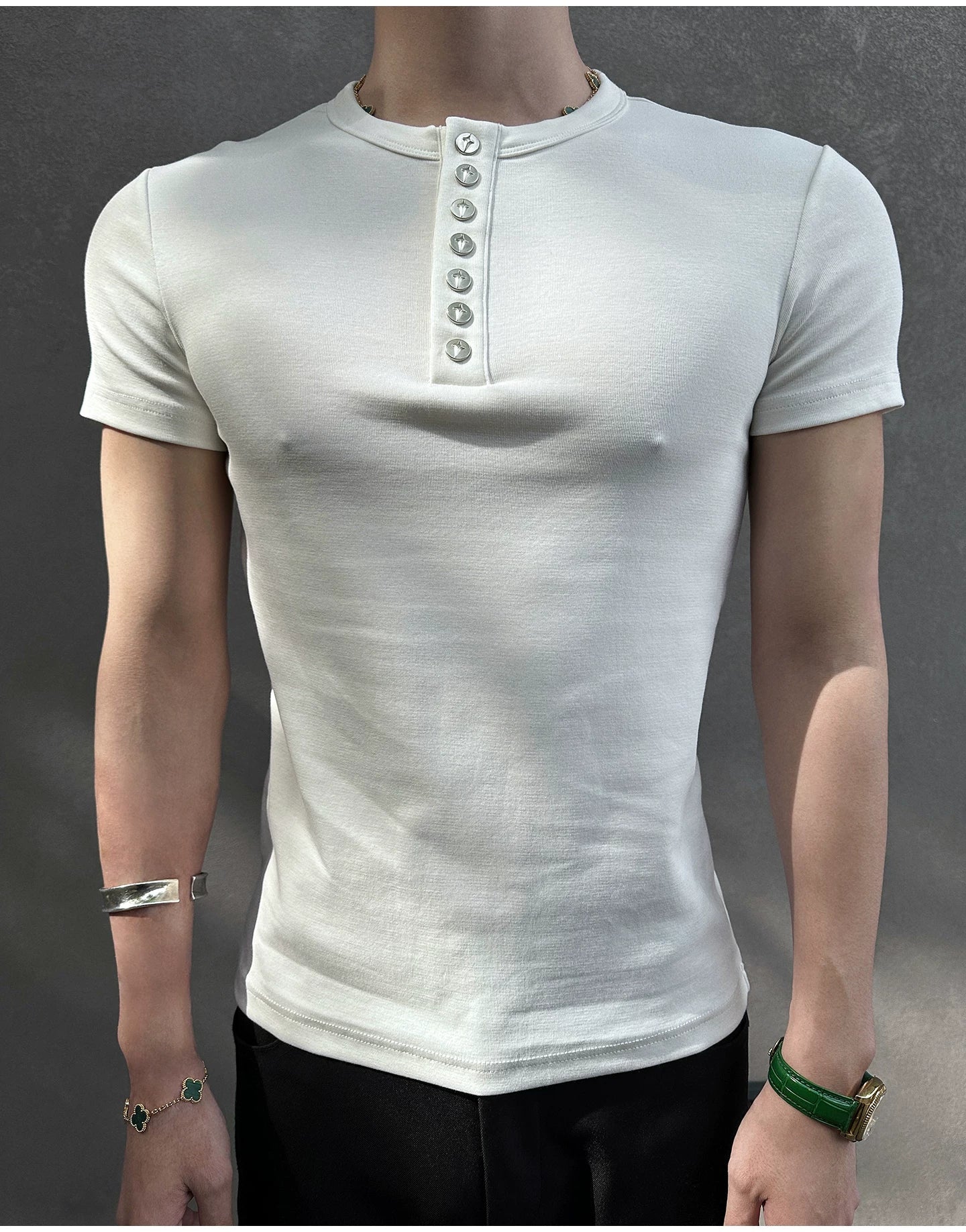 Midnight Gaze Grommet Placket Tee