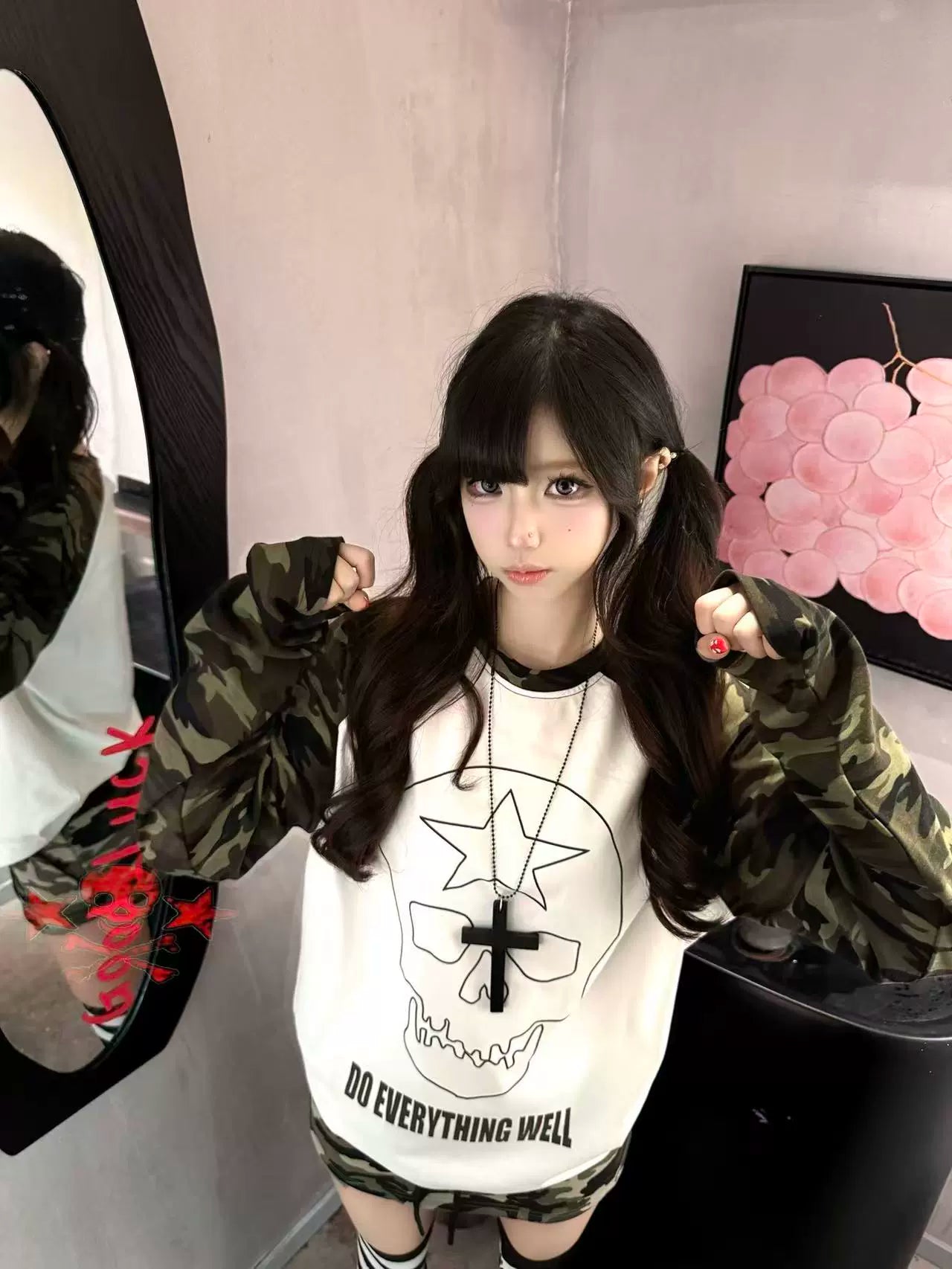 Camo Skull Star Raglan Long-Sleeve Tee