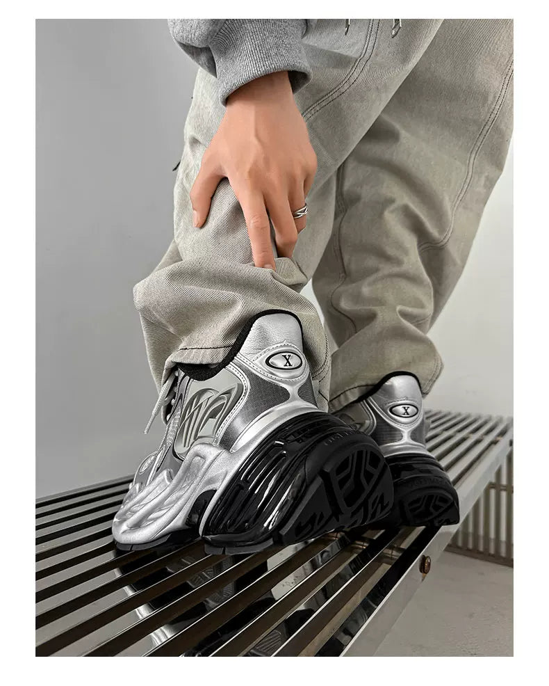 Futuristic Metallic Platform Runner Sneakers - Skipkicks