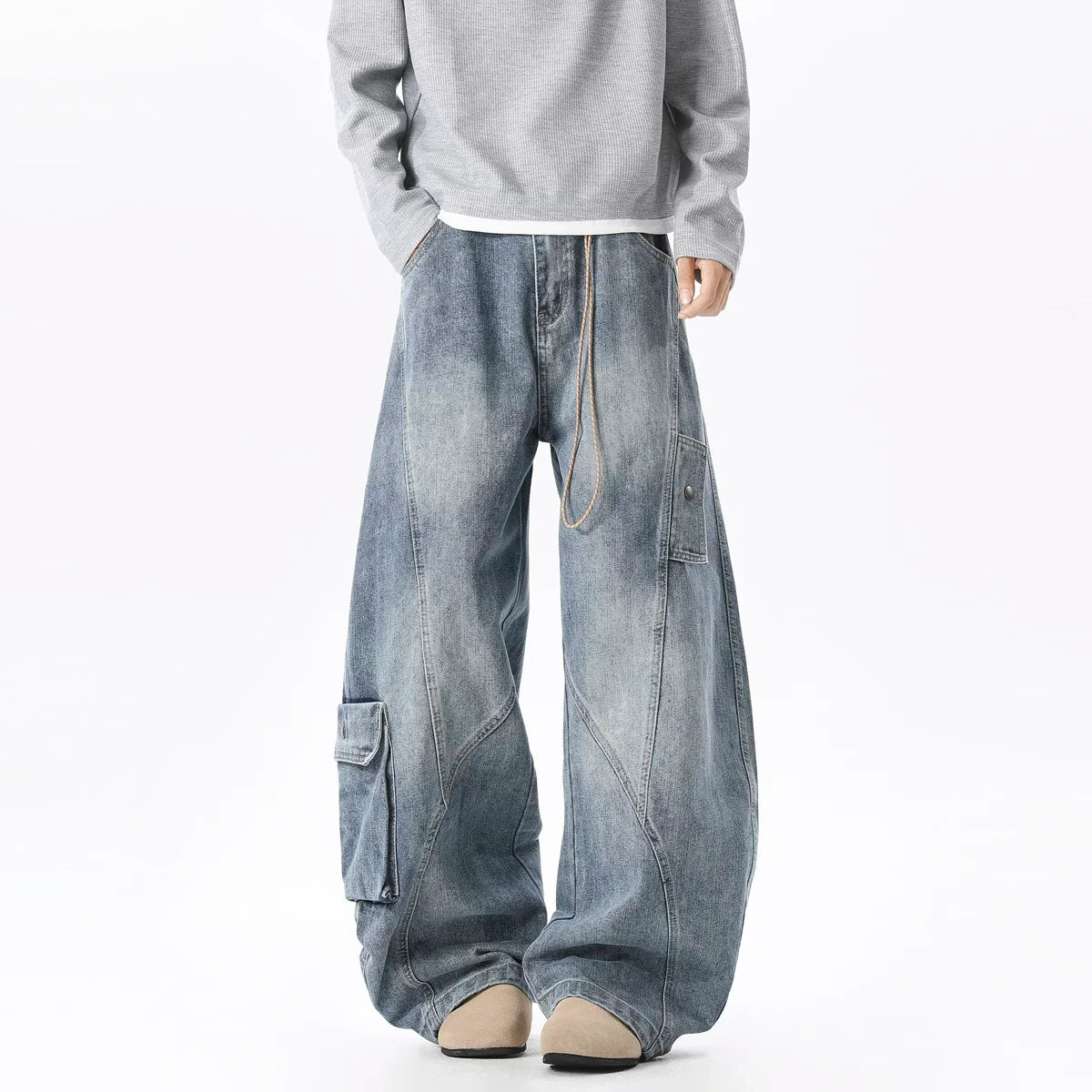 Harbor Drift Ultra‑Wide Cargo Jeans