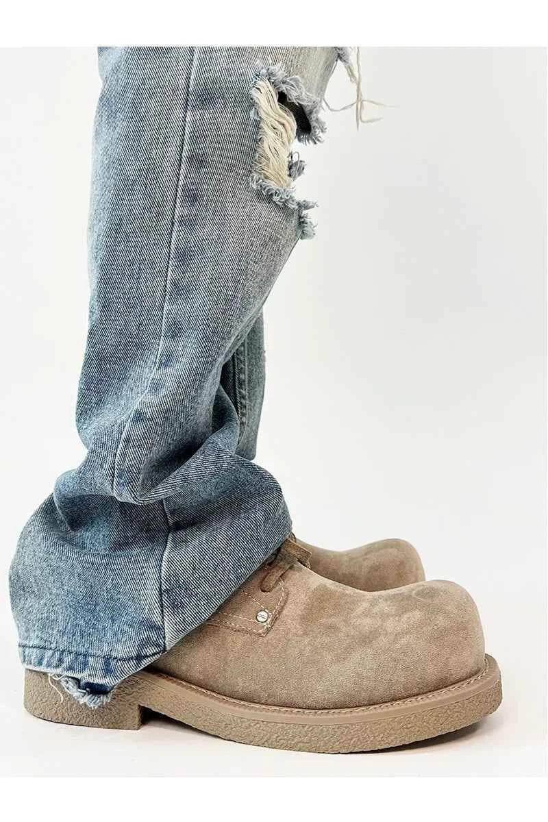 Chunky Suede Platform Derby Shoes