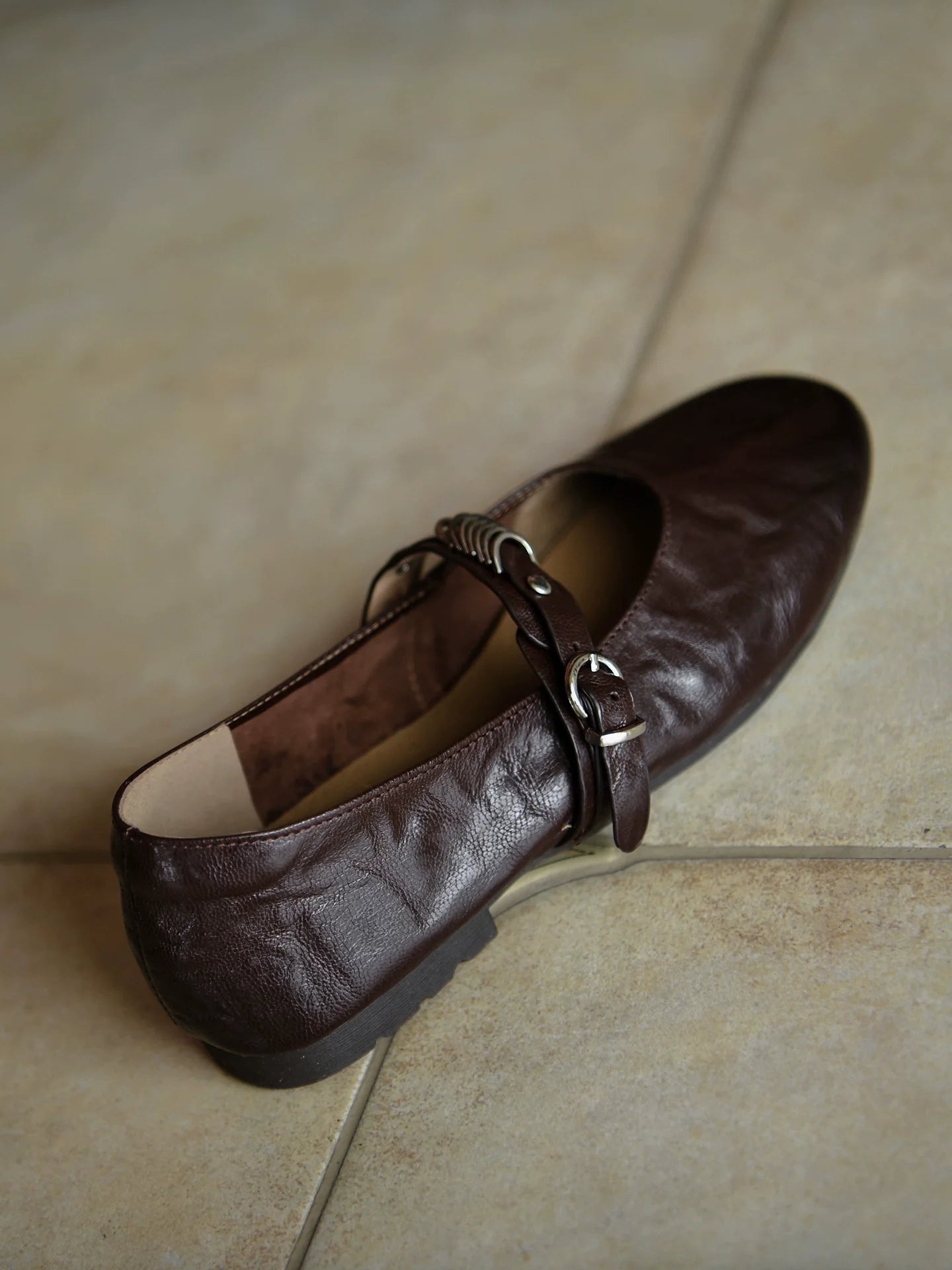 Mocha Rebel Strap Flat - Skipkicks