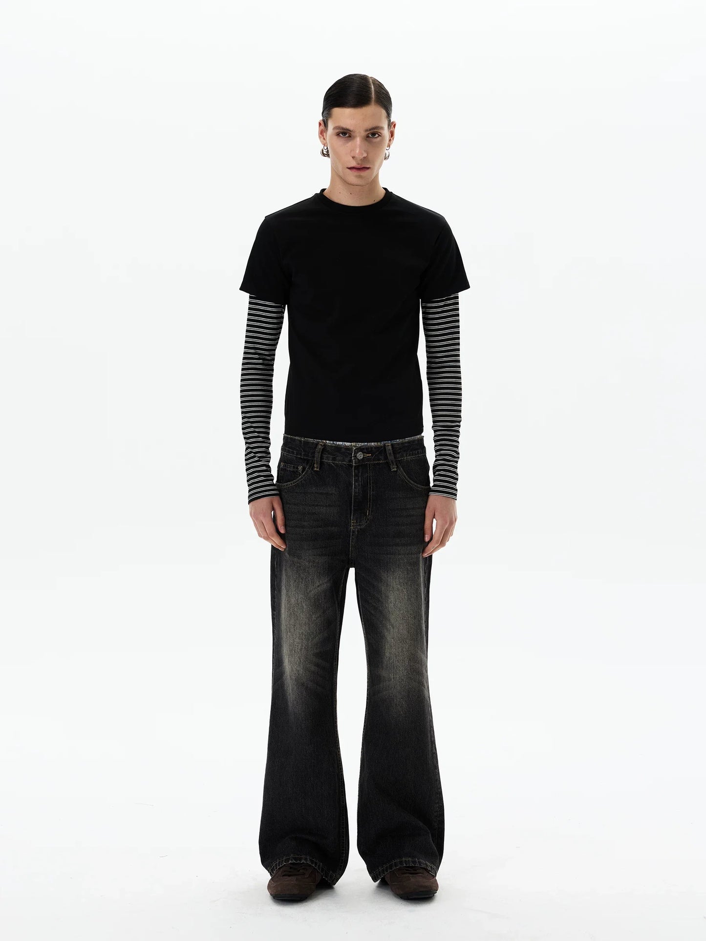 Shadow Stripe Layered Long Sleeve Tee