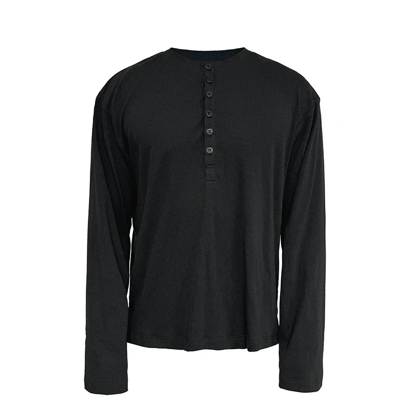 Classic Neutral Long-Sleeve Henley Tee