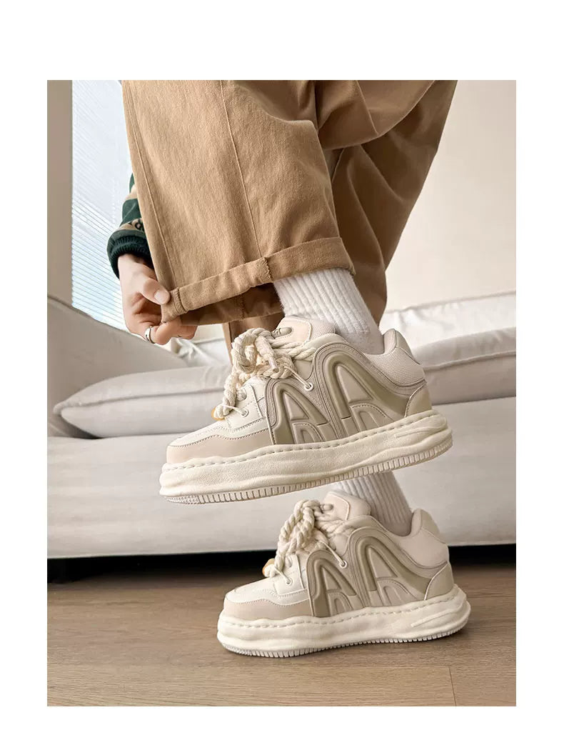 Chunky Rope Lace Thick Platform Sneakers - Skipkicks