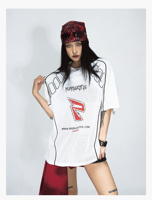 Mesh Logo Oversized Jersey T-Shirt