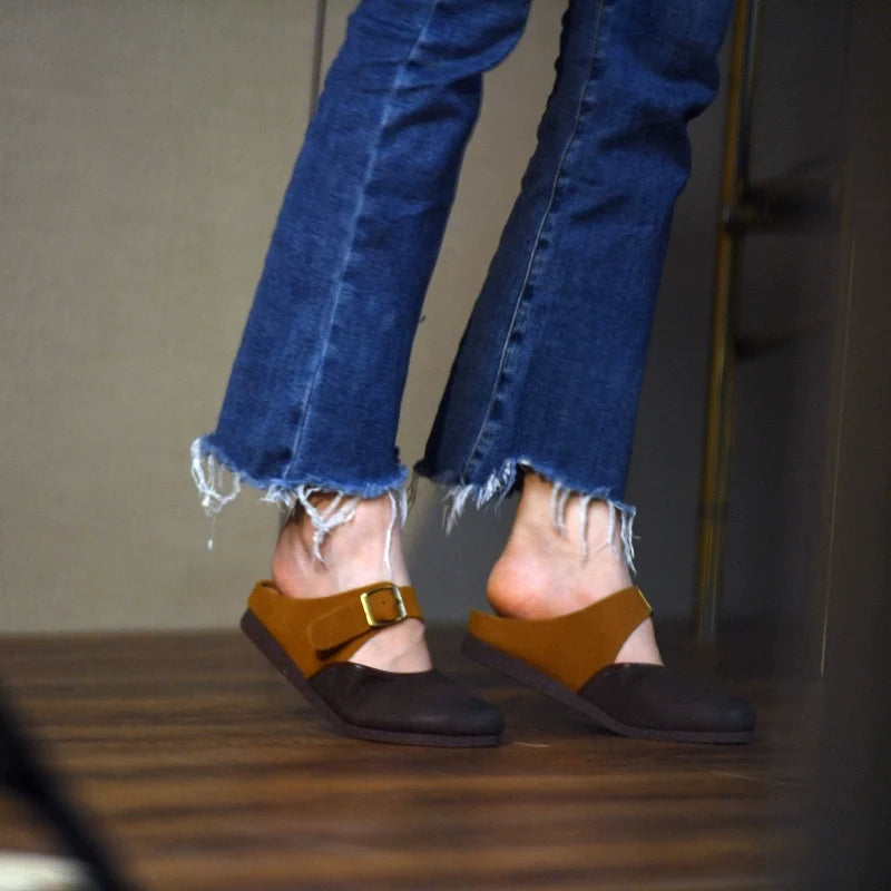 Two-Tone Leather Mary Jane Flats - Skipkicks