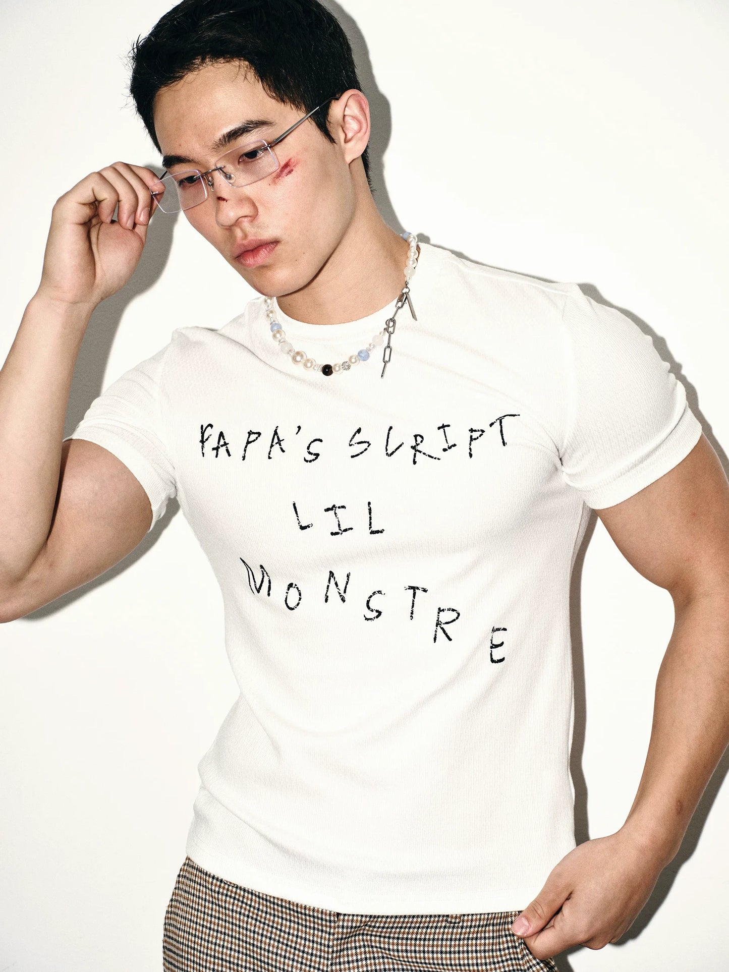 White Script Fitted Tee