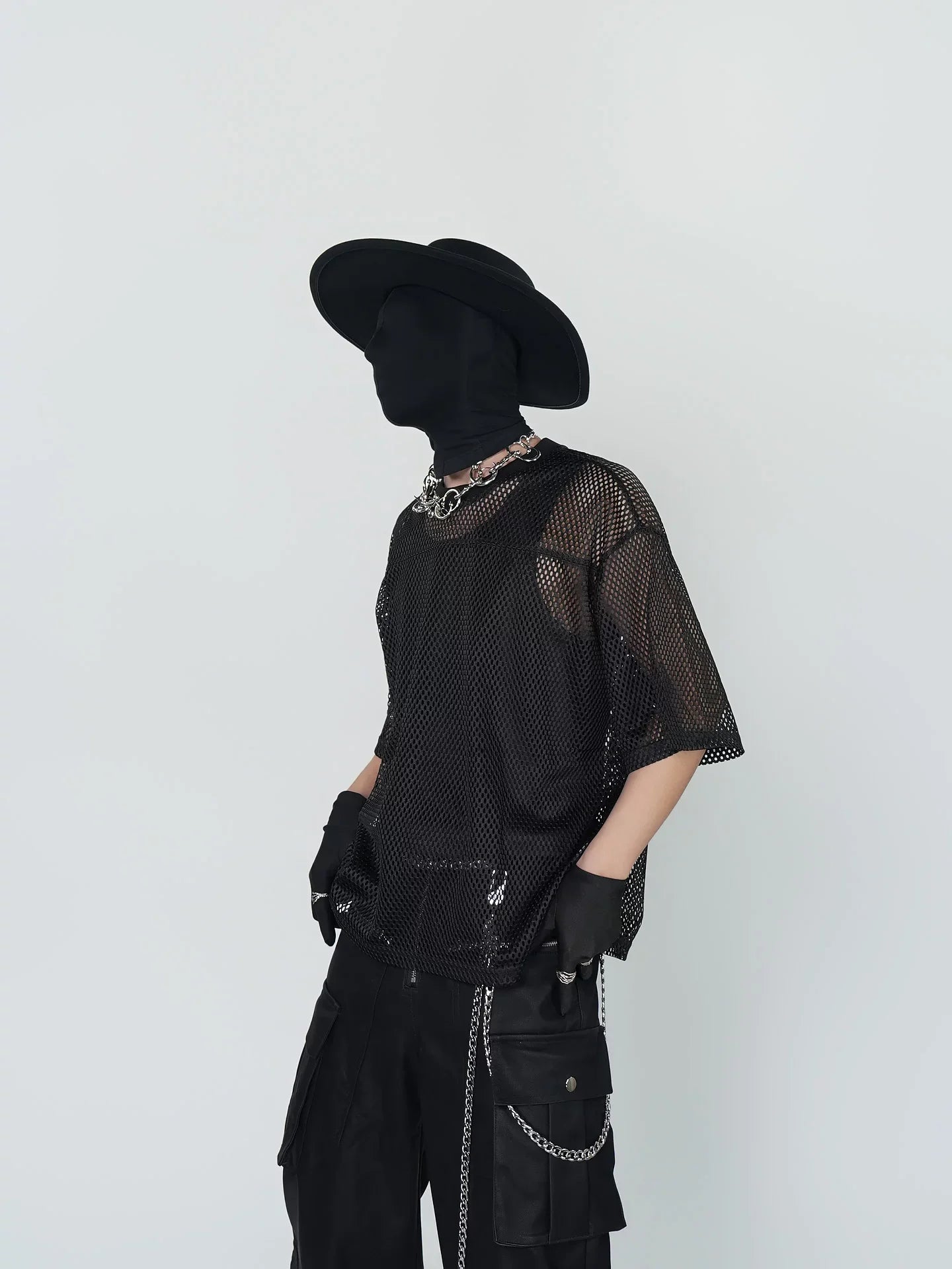 Noir Grid Signal Mesh Tee