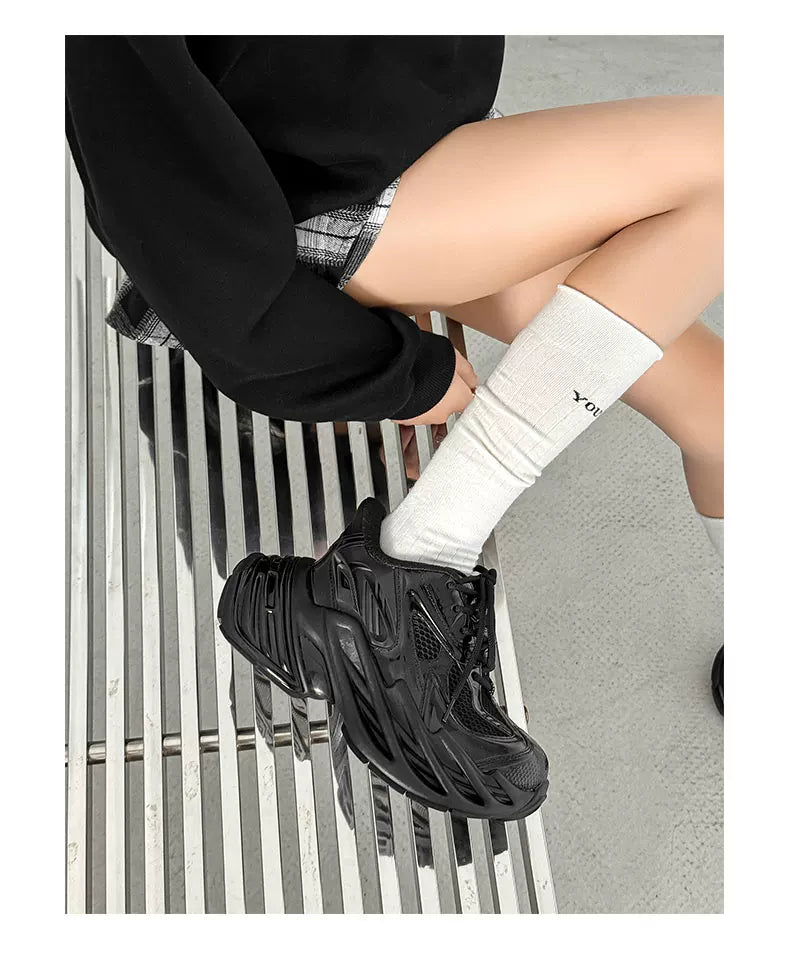Futuristic Metallic Platform Runner Sneakers - Skipkicks