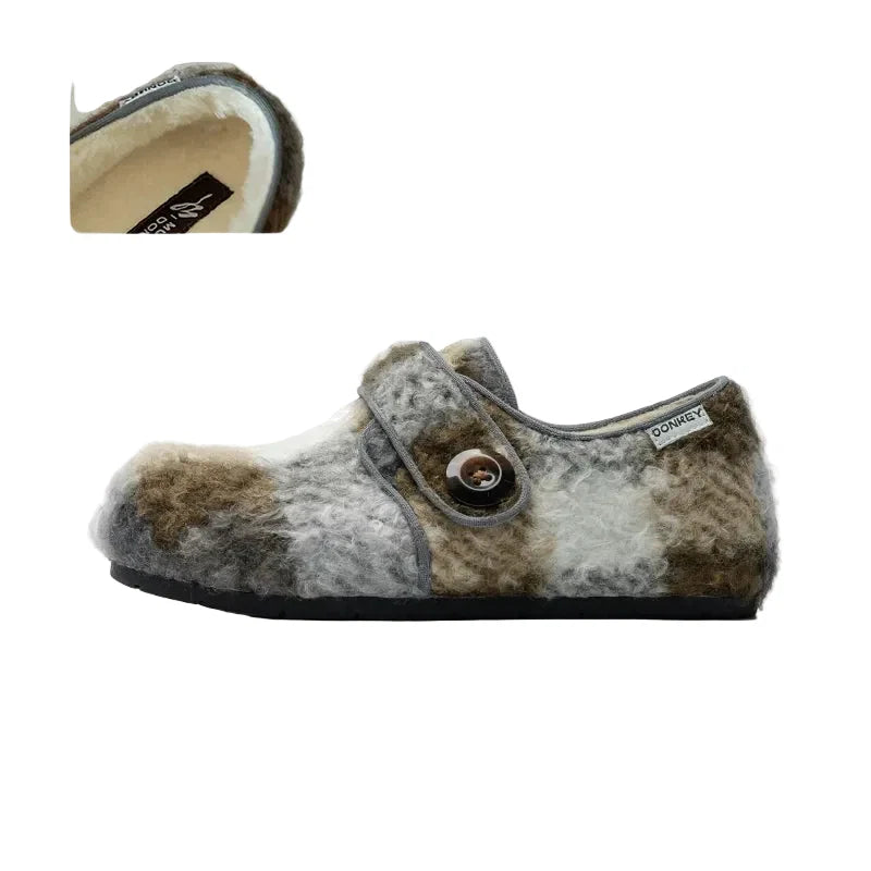Cozy Fleece Button Mary Jane Slippers - Skipkicks