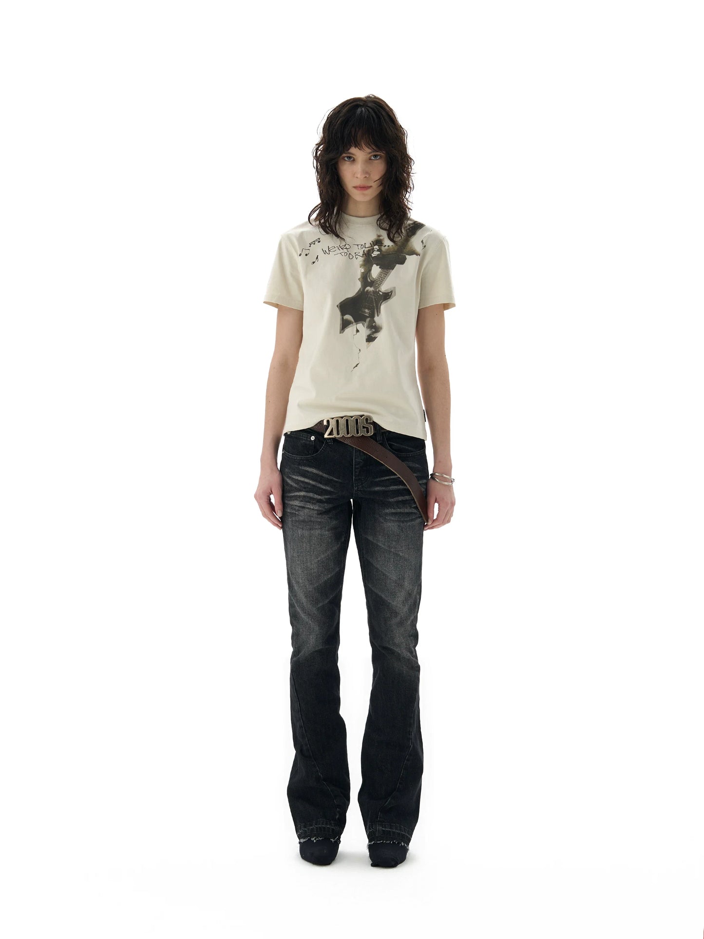 Burnt Guitar Shoulder Script Tee