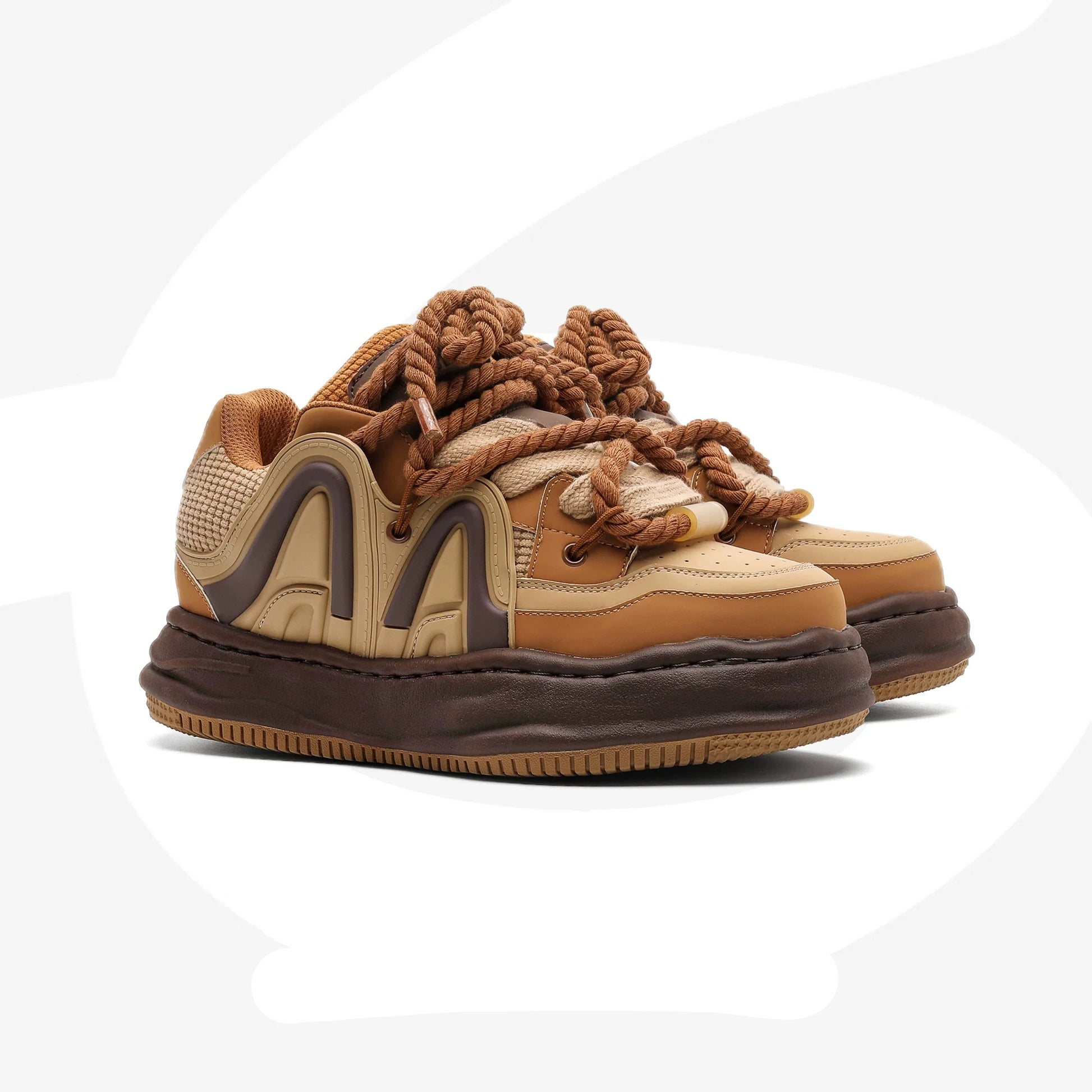 Chunky Rope Lace Thick Platform Sneakers - Skipkicks