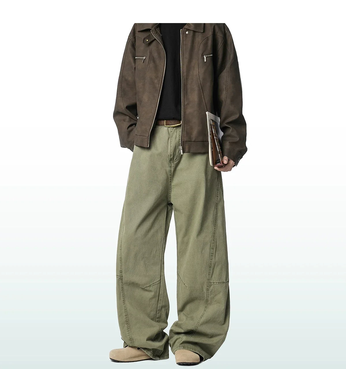 Sage Drift Wide Cargo Trousers