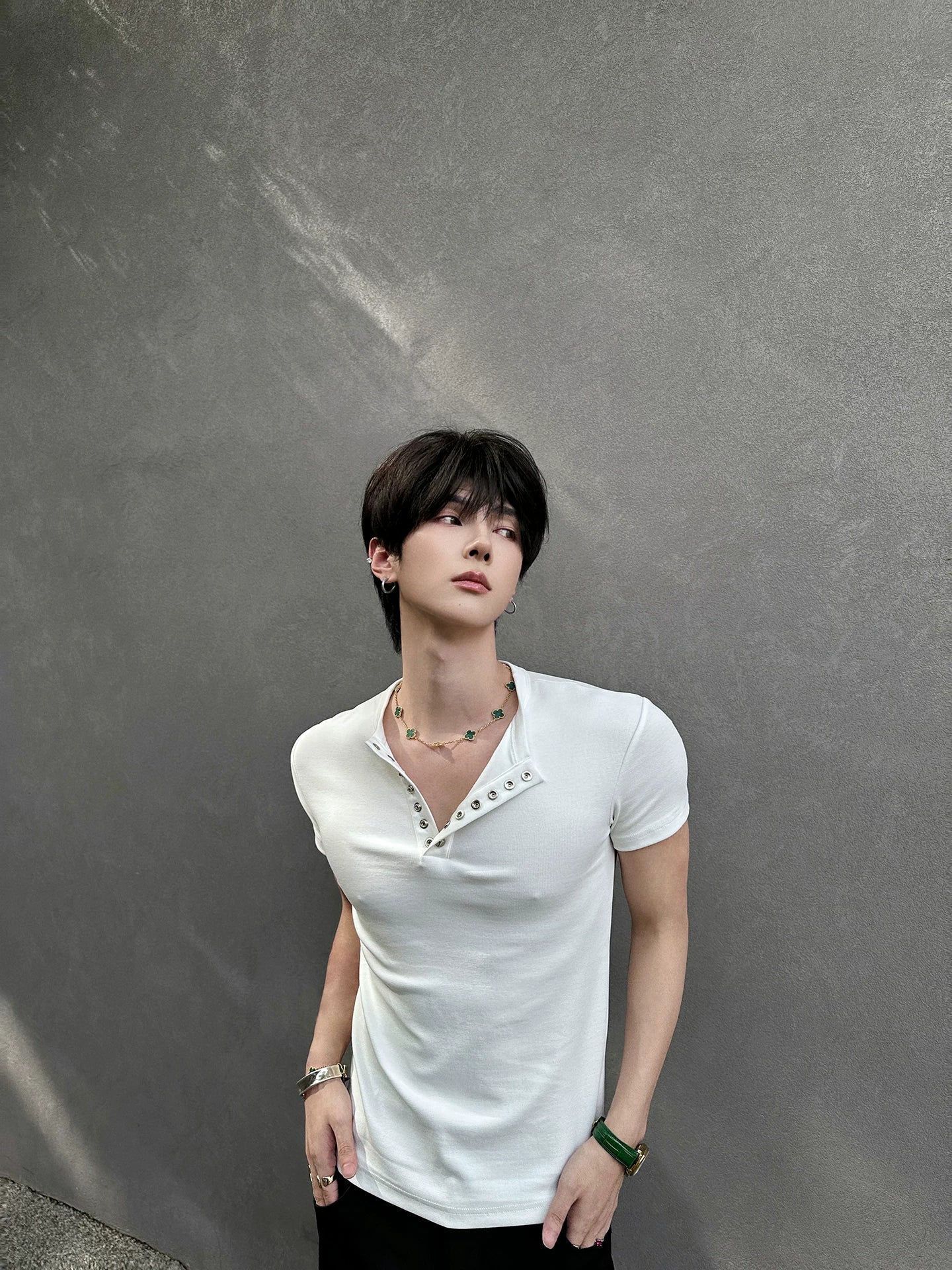 Midnight Gaze Grommet Placket Tee