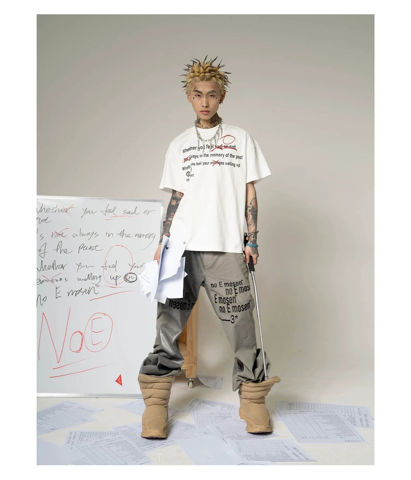 Zero For Depression Text Embroidery Tee