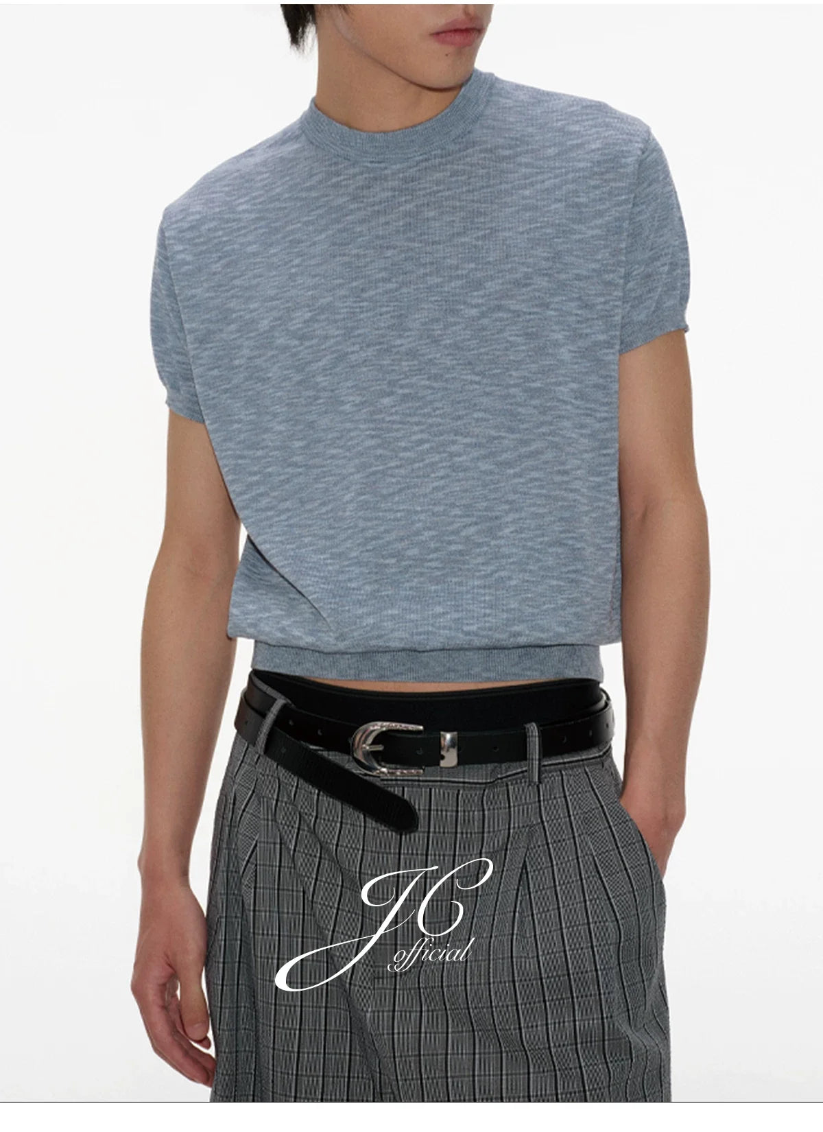 Mock Neck Short-Sleeve Knit Tee