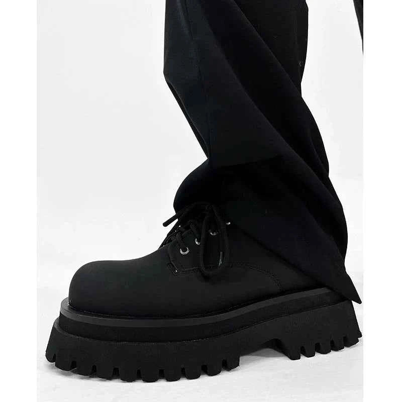 Thick-Soled Chunky Black Platform Derby Shoes