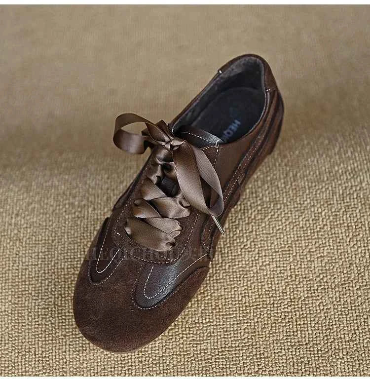 Mocha Satin Ribbon Sneaker