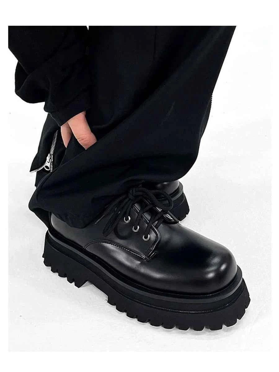 Thick-Soled Chunky Black Platform Derby Shoes