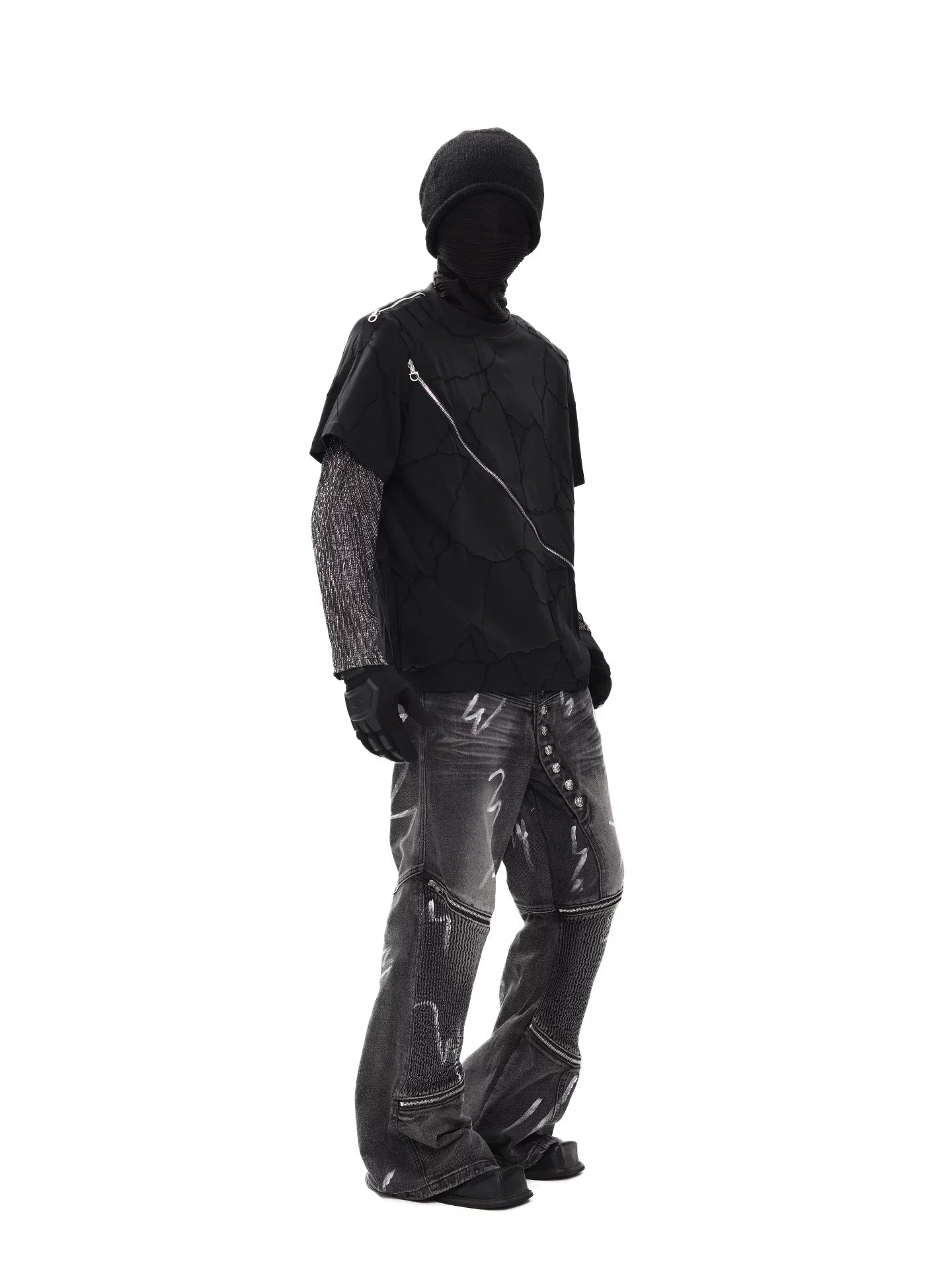 Faultline Diagonal Zip Layered Tee
