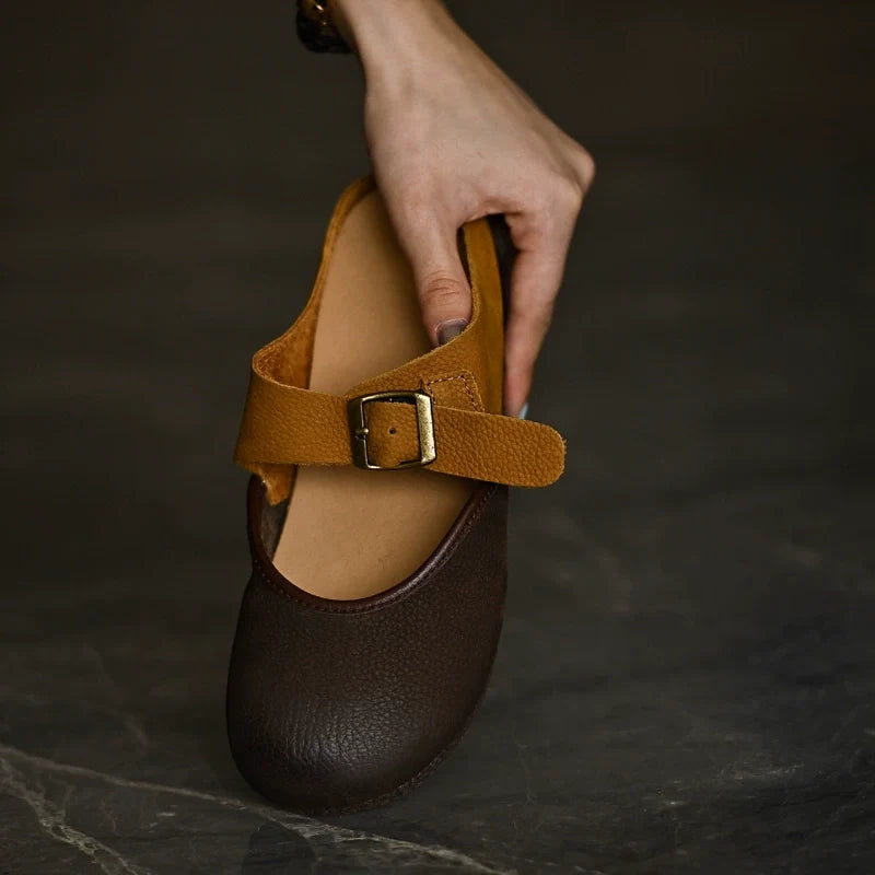 Two-Tone Leather Mary Jane Flats - Skipkicks