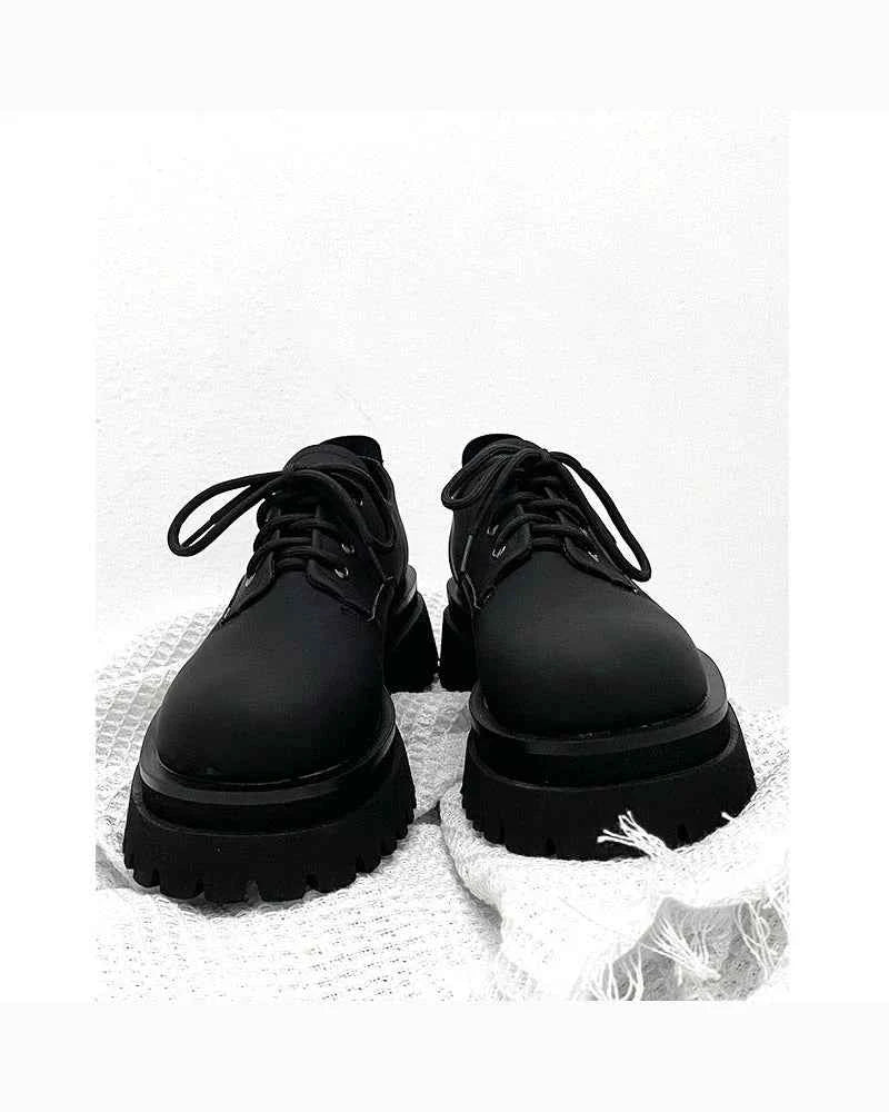 Thick-Soled Chunky Black Platform Derby Shoes