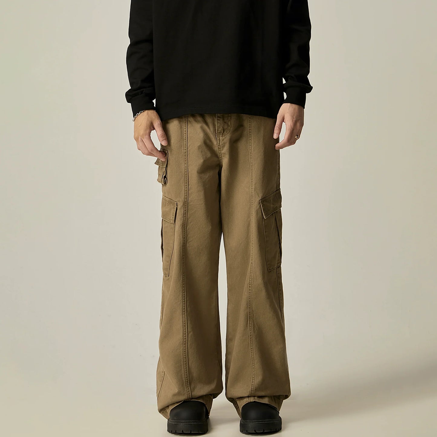 Black Wide Leg Cargo Pants