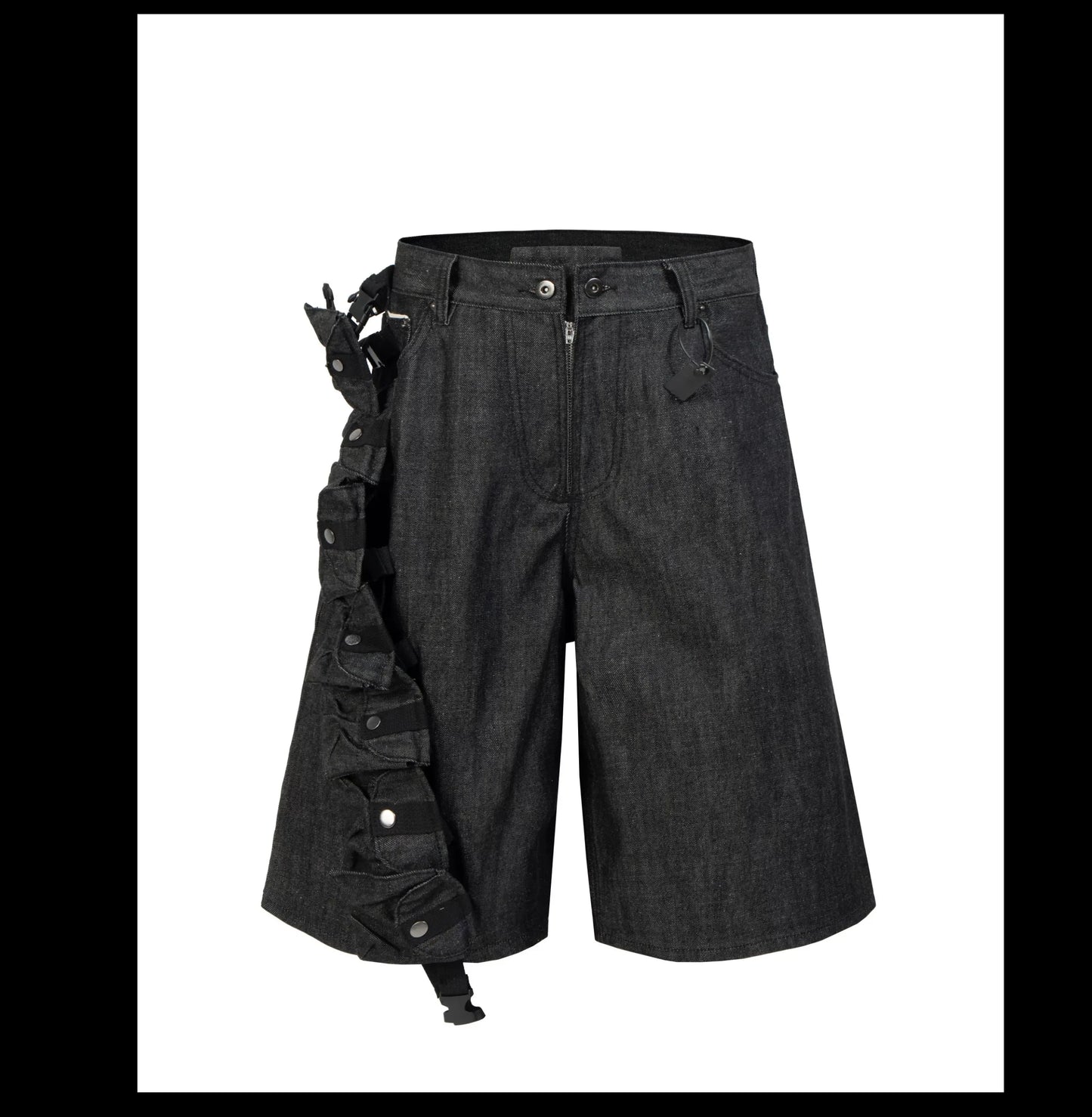 Grayscale Ruin Strap-Ladder Cargo Shorts